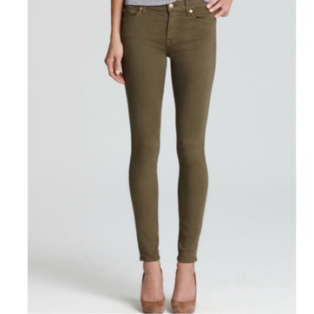 7 For All Mankind Gwenevere Skinny Jeans Dark Green - Size 24